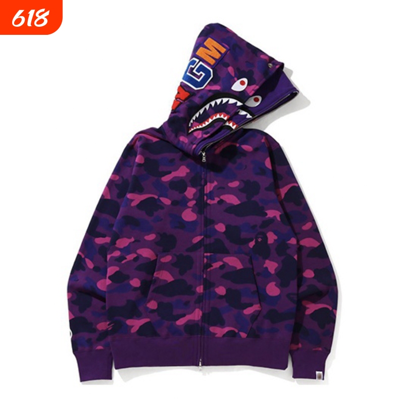 Trendy Brand Ape Hooded Sweatshirt Double-Hood Zip-Up Winter High-End Version Shark Ape Shark Camouflage Jacket Parent-Child Matching Trendy Brand Ape Hooded Sweatshirt Double-Hood Zip-Up Winter High-End Version Shark Ape Shark Camouflage Jacket Parent-Child Matching