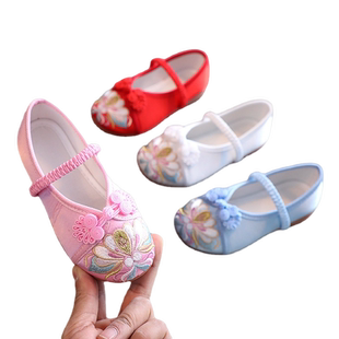 老北京儿童布鞋古风公主鞋子古装女童绣花鞋宝宝手工汉服软底国风