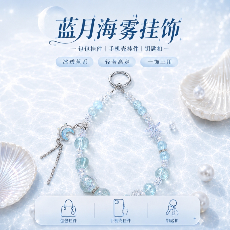 Ocean-Themed Shell and Starfish Handmade Beaded Phone Chain Keychain Bag Pendant Girly Ins-Style Decoration Ocean-Themed Shell and Starfish Handmade Beaded Phone Chain Keychain Bag Pendant Girly Ins-Style Decoration