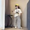 2026 new summer children's short-sleeved T-shirts for girls and boys summer striped pants summer tops two-piece thin set