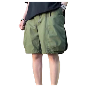 夏季工装短裤简约直筒军绿色宽松运动薄款纯色复古中裤休闲五分裤