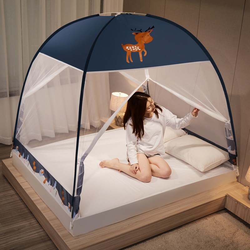 Fawn Dustproof Top - Increase SpaceInstallation free Mongolian yurts Mosquito net household 1.8 Rice bed 1.5m student dormitory 1.2m Tent Single person encryption Mosquito net