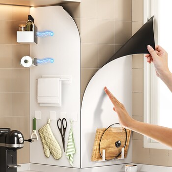 Magnetic soft cloth magnetic storage rack kitchen magnetic board patch enamel board flat hole replacement hole-free storage