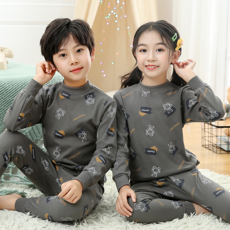 Bull Brand Children's Autumn Clothing Set, All-Cotton Boys' Thermal Underwear, Pure Cotton for Older Children, Baby Girls' Cotton Clothing