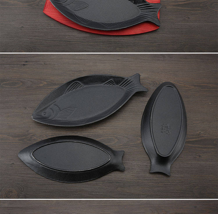 Лоток для гриля 铸铁铁板烧盘商用圆形烧烤盘家用燃气餐厅长方形牛排盘铁板烤鱼盘 No brand