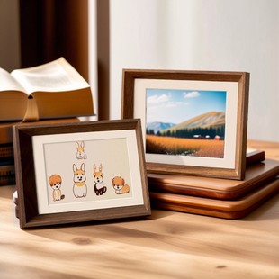 Wooden photo frame stand photo frame mounting six 6 7 7 8 8 10 inch A4 photo frame high-end calligraphy frame hanging wall