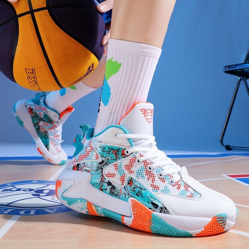 High-Top Basketball Shoes 2026 New Autumn Men's Shoes Breathable Mesh Purple Youth and Middle School Students Anti-Slip Basketball Shoes