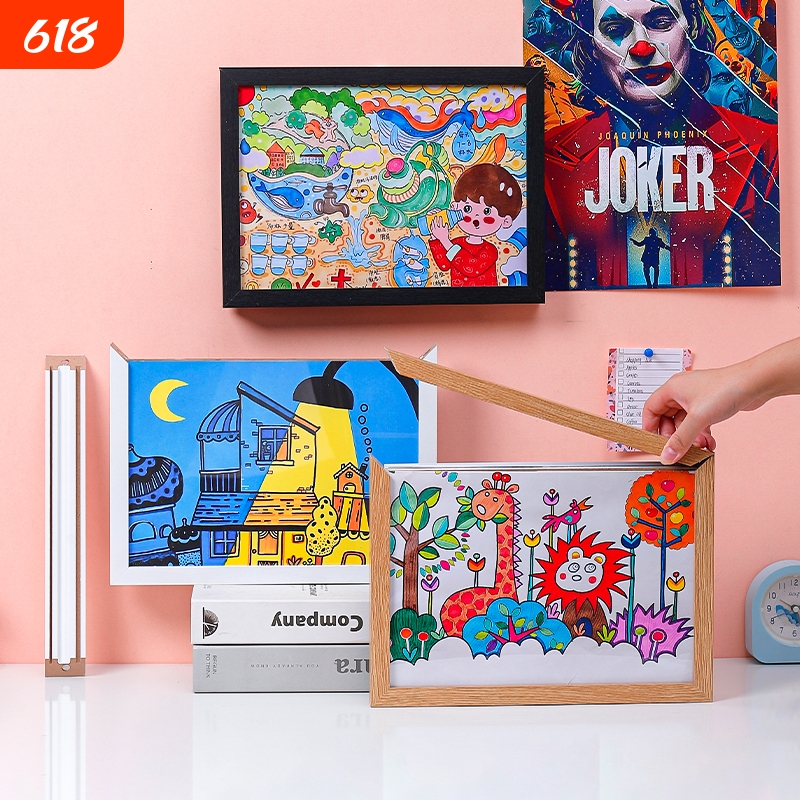 Magnetic Quick-Release Picture Frame for Children's Storage and Display, Suitable for A4/A3 Certificates and 8K Artwork, Hollow and Detachable for Wall Storage Magnetic Quick-Release Picture Frame for Children's Storage and Display, Suitable for A4/A3 Certificates and 8K Artwork, Hollow and Detachable for Wall Storage