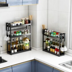 Kitchen Spice Storage Rack Chopsticks Knife Holder Countertop Seasoning Kitchen Utensils Storage Rack Multi-Layer Stainless Steel Non Slip