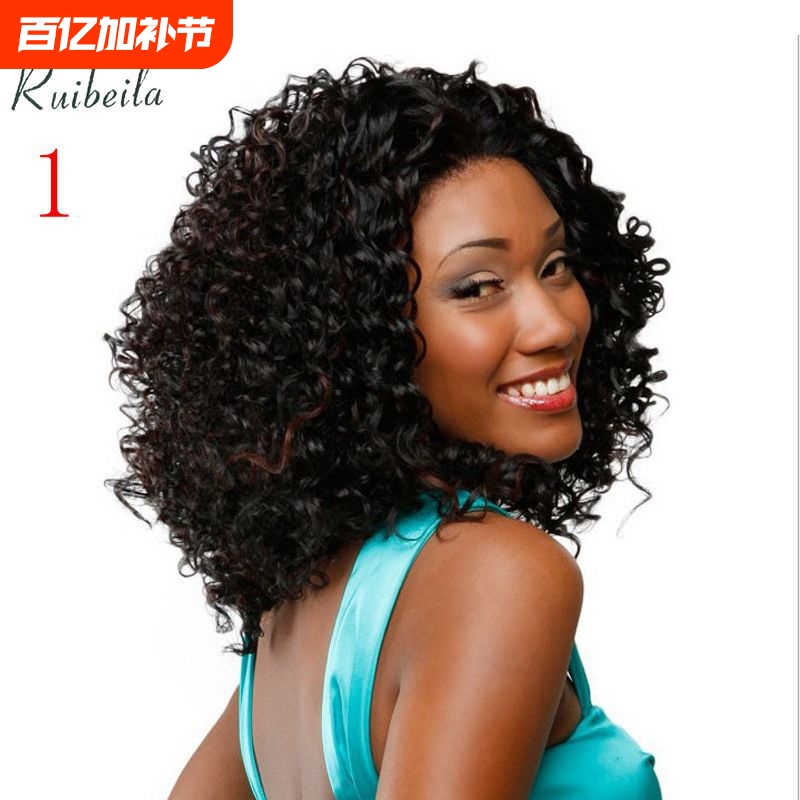 Cross-Border European, American, and African Black Curly Wigs, Foreign Trade European and American Women's Wigs