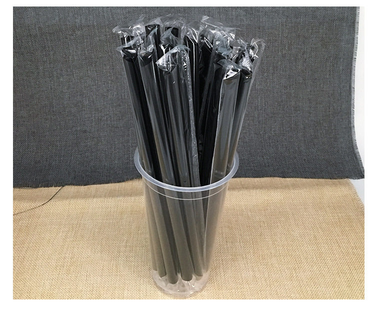 Коктейльные трубочки 一次性粗吸管珍珠单长粗彩黑独立包装椰果果汁商用奶茶豆浆杯吸管