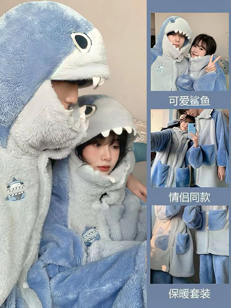 2024 NEW AUTUMN WINTER THICKENED FLEECE CORAL VELVET PAJAMAS WINTER WOMENS WINTER NIGHTGOWN WOMENS AUTUMN WOMENS WINTER