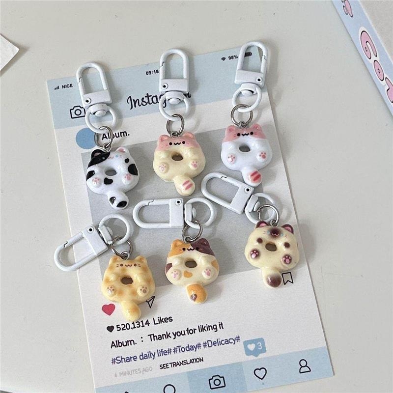 2024 Autumn New Cute Cat Donut Keychain Available in Multiple Colors Bag Pendant
