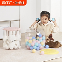 Childrens toy storage bucket storage stool can sit on household transparent small stool transparent doll storage box dirty clothes bucket