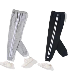 儿童藏青色纯棉校服裤子小学生深蓝女童春秋男童运动裤束脚开学