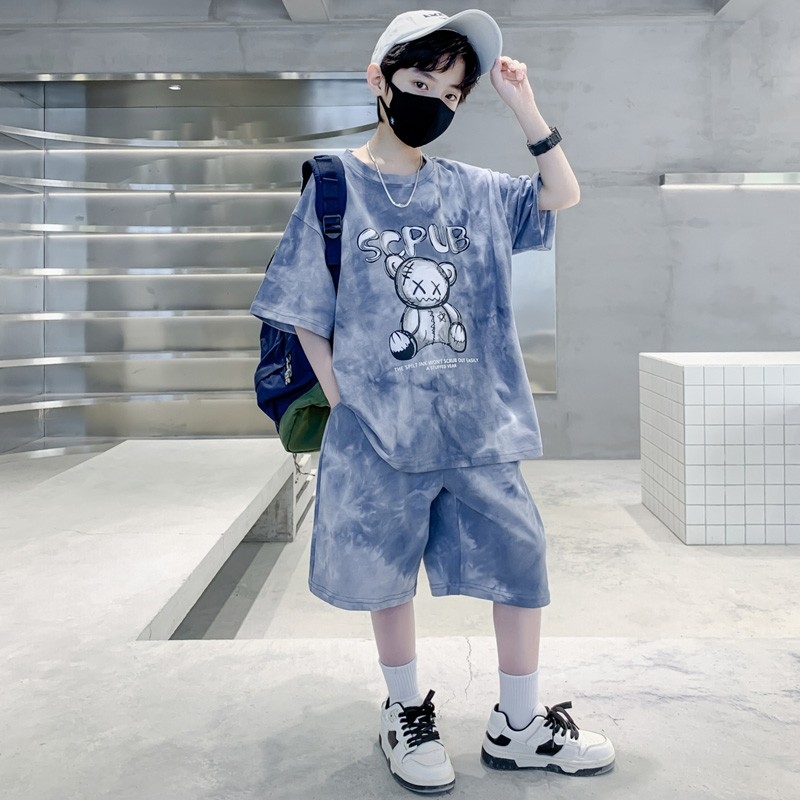 <!--男童夏装运动套装2024新款儿童装夏季网红男孩短袖酷帅时髦潮帅气-->