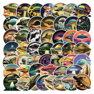 100张飞碟UFO贴纸手机壳文具手账笔记本电脑桌面滑板素材水杯diy装饰防水自粘涂鸦贴画