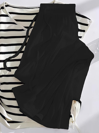 200斤胖mm加大码冰丝阔腿裤女夏季薄款速干高腰垂感休闲裤子梨型