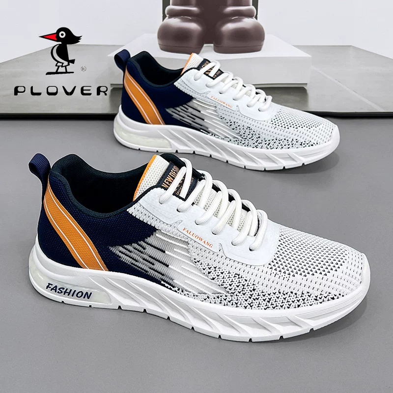 Кожаные мужские кроссовки Genuine Plover, летние спортивные кроссовки с сеткой, дышащие, повседневные спортивные мужские кроссовки, стиль dad