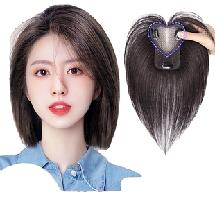 假发女片头顶夏真发全真人发蓬松增发量无痕遮白发补片刘海发型