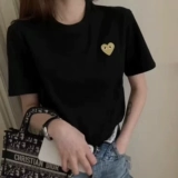 Хлопковая летняя футболка с коротким рукавом, с вышивкой, свободный крой