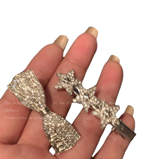 高级感闪闪发光星星蝴蝶结发夹女小巧精致侧边刘海夹一字夹!y2k