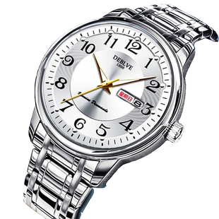 手表防水简男士机械双日历全自动显示普通艺术石英新款精钢数字