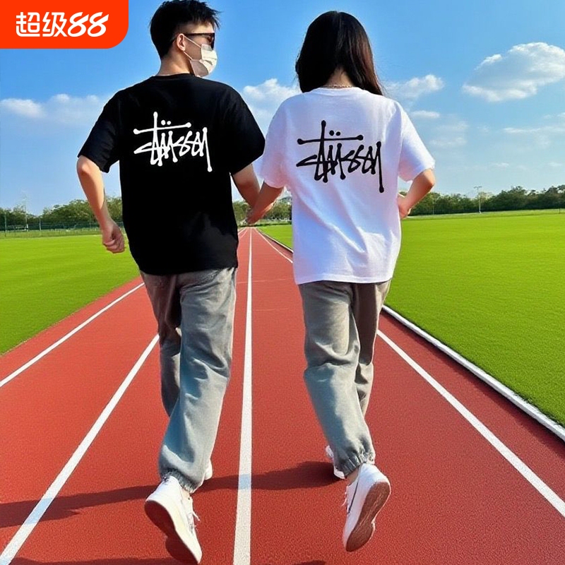 Sports Fashion Brand Stu Short-Sleeved T-Shirt Cross-Border Foreign Trade Wholesale Loose Heavyweight Pure Cotton 260g Stussy Tops for Men and Women Sports Fashion Brand Stu Short-Sleeved T-Shirt Cross-Border Foreign Trade Wholesale Loose Heavyweight Pure Cotton 260g Stussy Tops for Men and Women