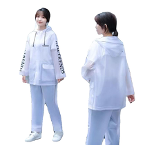 Raincoat and rain pants set takeaway mens and womens single electric motorcycle riding long full-body rainproof hood with rainproof brim