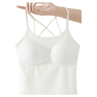 四季打底吊带背心外穿美背内衣文胸一体遮肚子长款女带胸垫加绒