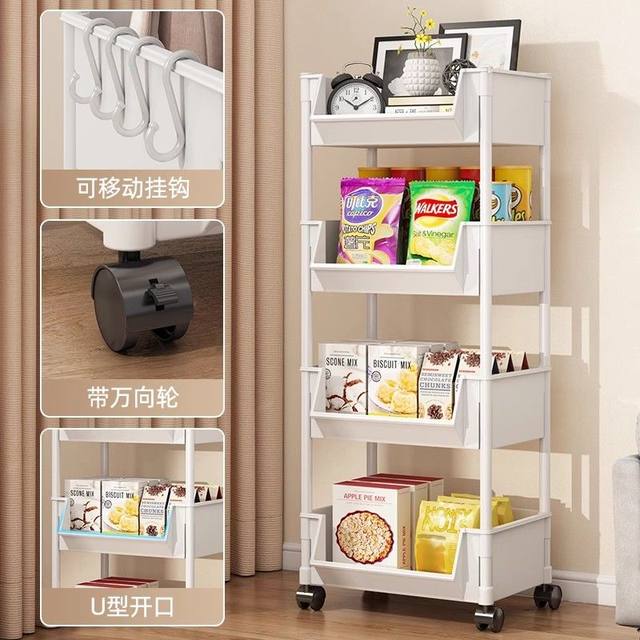 Bookshelf is simple to floor and move multi-layer student small bookcase with wheels integrated wall storage storage rack snacks