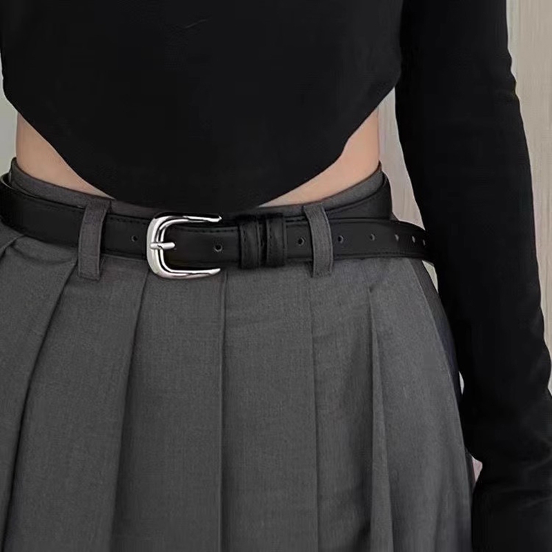 Women's High-End Leather Belt, New Vintage Style, Red Leather Belt for Casual Pants and Jeans, Trendy Versatile Pin Buckle