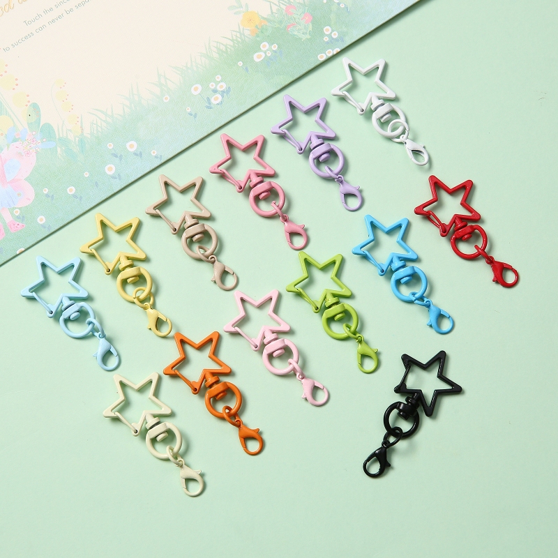 DIY Creative Five-Pointed Star Keychain Materials Zinc Alloy Lobster Clasp Pendant Star Metal