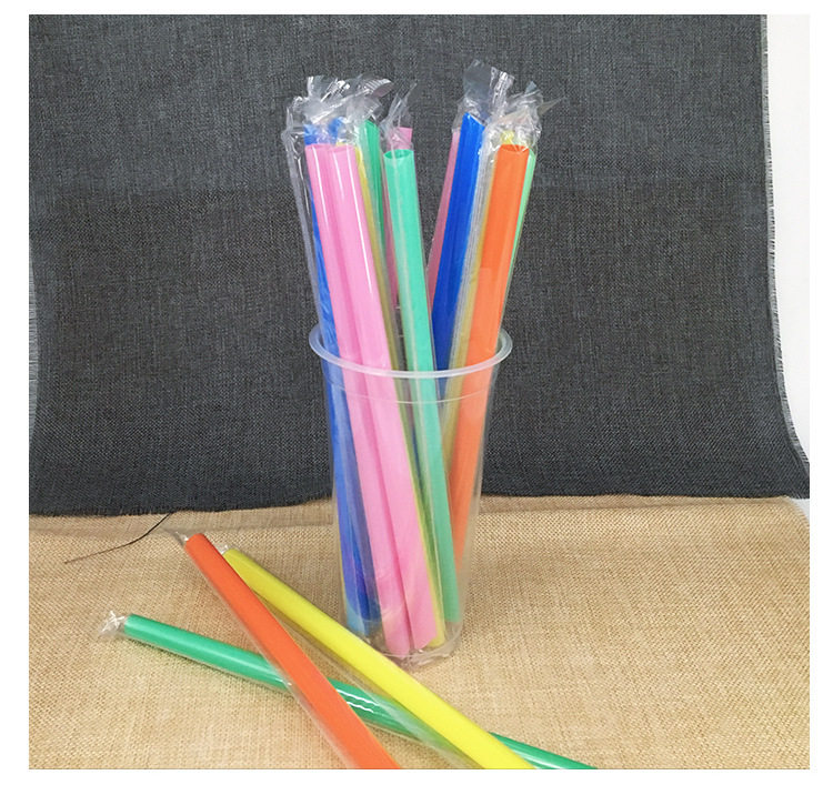 Коктейльные трубочки 一次性粗吸管珍珠单长粗彩黑独立包装椰果果汁商用奶茶豆浆杯吸管