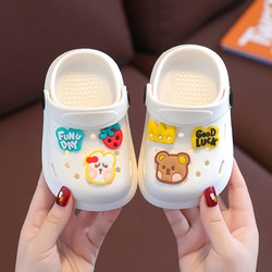 Children's slippers for boys and girls in summer cartoon Baotou soft sole non-slip home indoor sandals girls cute hole shoes