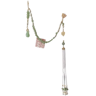 胸前清新中式国风旗袍配饰压襟春夏吊坠挂件古典超仙珍珠流苏配饰