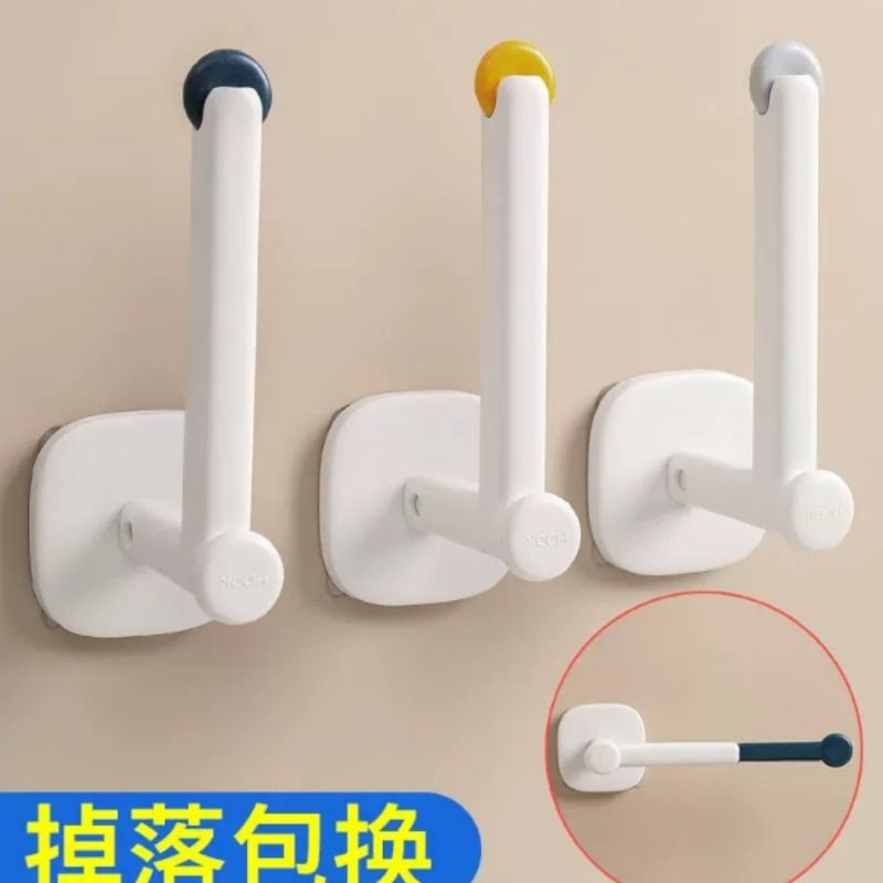 No-Drill Hook with Strong Adhesive, Heavy-Duty Wall Hook for Door, Kitchen, Bathroom, Traceless Adhesive, Adjustable Bracket
