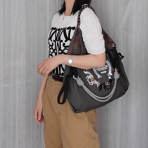 Японская сумка с шариковой цепочкой, портативная, 2024, новая женская сумка Gao Yuanyuan, экологически чистая сумка с вышивкой в ​​том же стиле, сумка для покупок