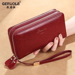 2024 New Wallet Women's Handheld Long Handheld Genuine Leather Capacity Large Zipper Card Holder Integrated ID Coin