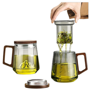 茶杯茶水分离杯子高档办公室喝茶专用男款玻璃茶具泡茶杯高硼硅