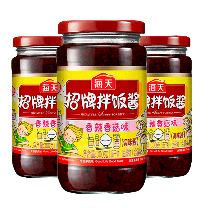 海天招牌拌饭酱300g瓶装拌饭酱黄豆酱香辣香菇酱调料夹馍下饭酱料