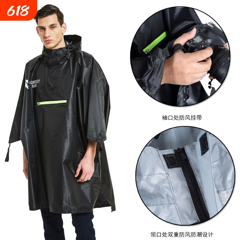 Amazon Cross-Border 3-in-1 Poncho Raincoat for Outdoor Hiking, Mountaineering, Camping, Lightweight Tarp Tarpaulin