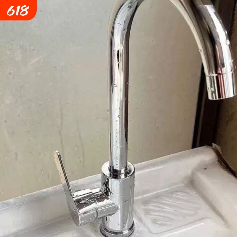 Stainless Steel Kitchen Pull-Out Faucet, Hot and Cold Retractable Sink Faucet, Rotating Hot and Cold Water Household Universal Faucet