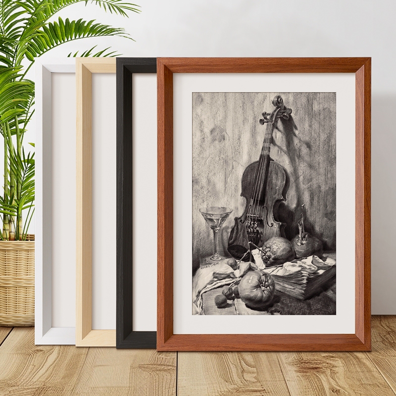 A4 Wooden Wall-Mounted Picture Frame, A3 Paper Picture Frame, 4K/8K Open Frame for Children's Oil Paintings, 12inch Picture Frame Borders