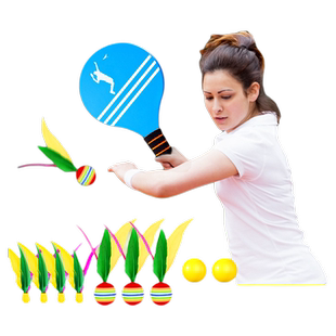 板羽球拍套装三毛球毽子拍嗒嗒大球高弹板室内乒乓羽球专业键羽球