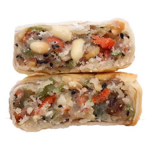 Старомодные лунные лепешки Урен, выпечка по-советски, песочные коржи ручной работы, традиционные кондитерские закуски, насыпная красная фасоль и каштаны.