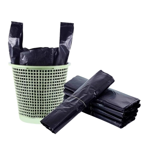 Портативный черный мусорный мешок для домашнего использования, большая форма для школьников, пластиковый жилет, увеличенная толщина