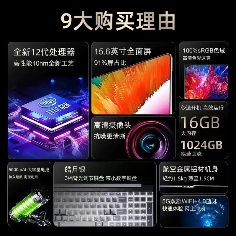 Ноутбук с Intel Core i7 15,6 дюйма, дисплей с высокой частотой обновления, разблокировка по отпечатку пальца, бизнес-версия