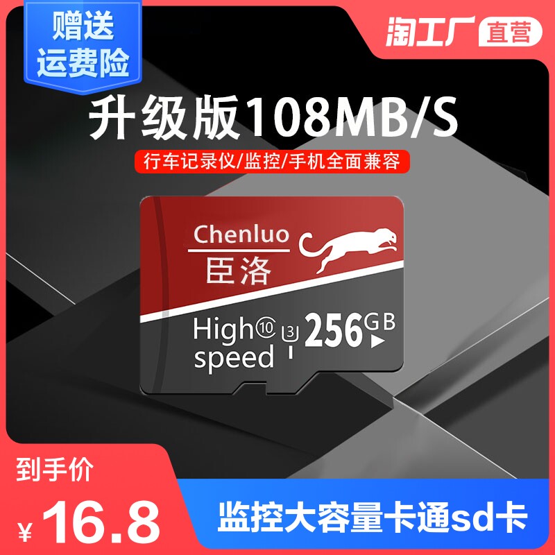 Mobile phone memory card 256gtf cartoon with 128g tachograph monitoring dedicated 512g large capacity SD card