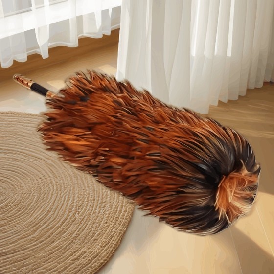 真鸡毛掸子扫灰除尘家用车用可水洗手工静电吸附扬尘客厅清洁强力